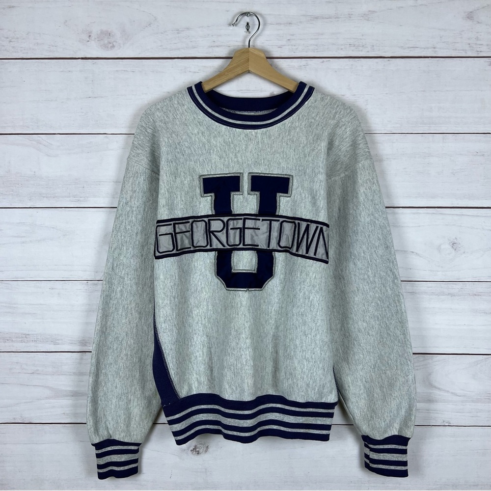 RARE Vintage 90s Georgetown Hoyas Embroidered Pullover Sweatshirt Large